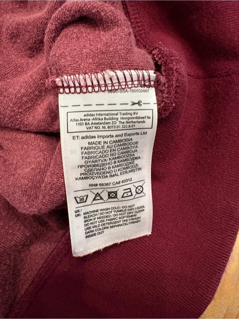 adidas Retro Velour Hoodie Sweatshirt Maroon Burgundy Mens Medium